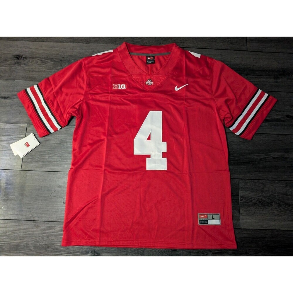 🚨 Jeremiah Smith #4 Ohio State Buckeyes Scarlet Red Stitched Jersey Large
